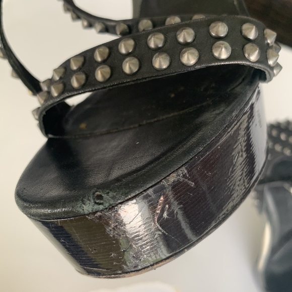 Burberry Woman's Black Open Toe Gunmetal Studded Stiletto Pumps - Picture 16 of 16